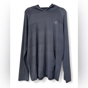 Under Armour Men’s Hoodie XXL Loose Fit Gray Black Pullover Long Sleeve